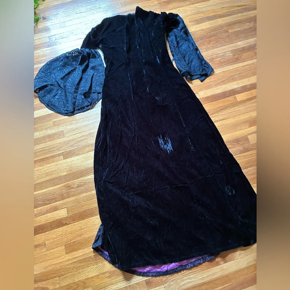 90s Lip Service Black and Purple Long Sleeve Romantic whimsygoth gown - Picture 9 of 10